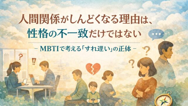 人間関係がしんどくなる理由は、性格の不一致だけではない