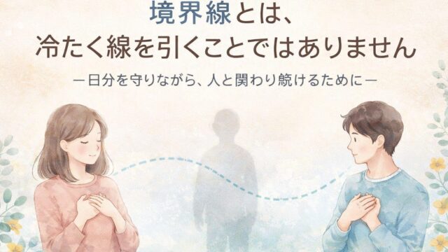 境界線とは、冷たく線を引くことではありません