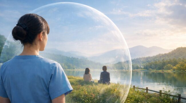 看護師HSPが職場の空気と距離を取る心理的距離のイメージ